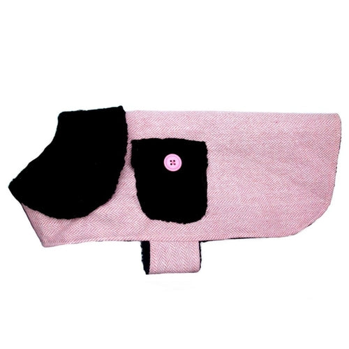 PA Pink Herringbone Dog Coat - PINK