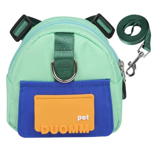 Pet Backpack With Harness Collar Outdoor Travel Portable Dog Training