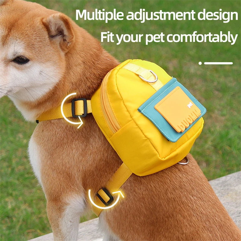 Pet Backpack With Harness Collar Outdoor Travel Portable Dog Training