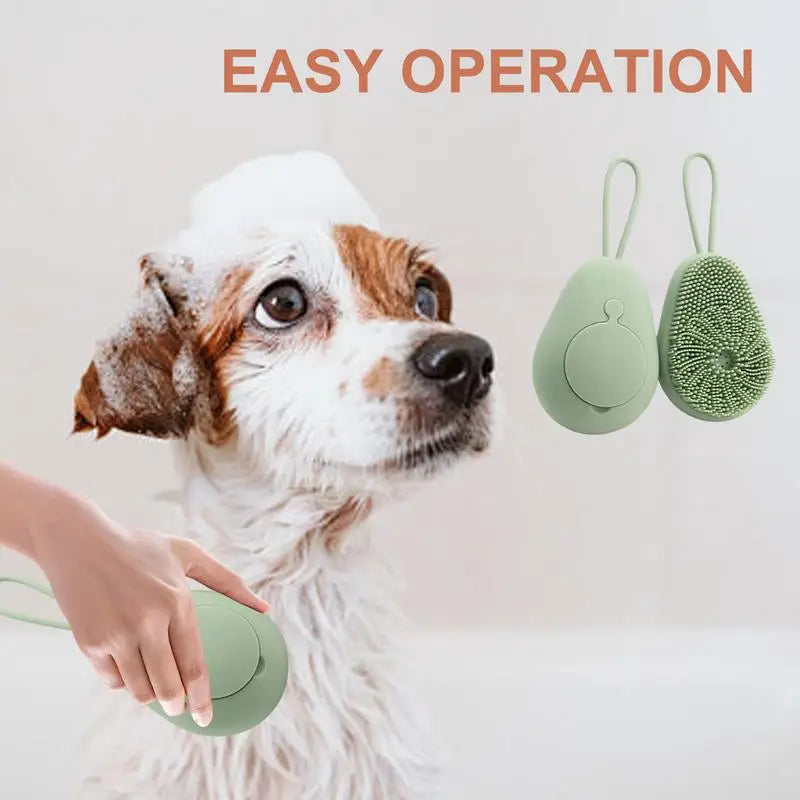 Dog Bath Scrubber Silicone Pet Shower Brush With Shampoo Dispenser