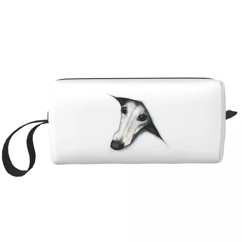 Peeping Whippet Designed Dopp Kit/ Pouch for Doggie Travel