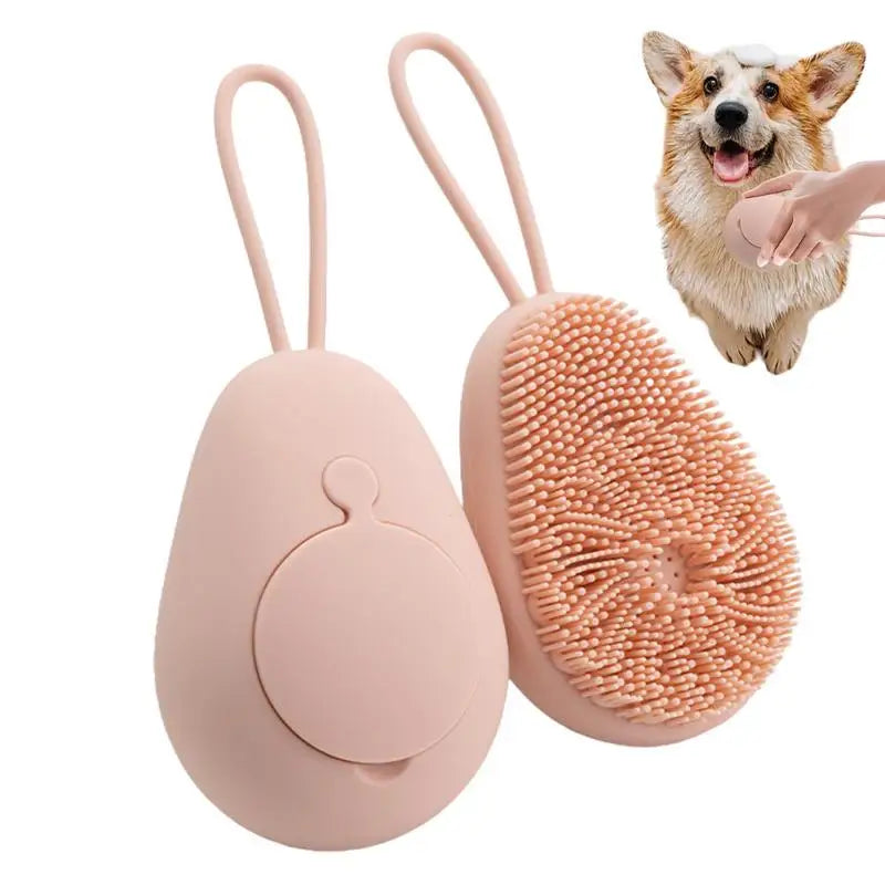 Dog Bath Scrubber Silicone Pet Shower Brush With Shampoo Dispenser