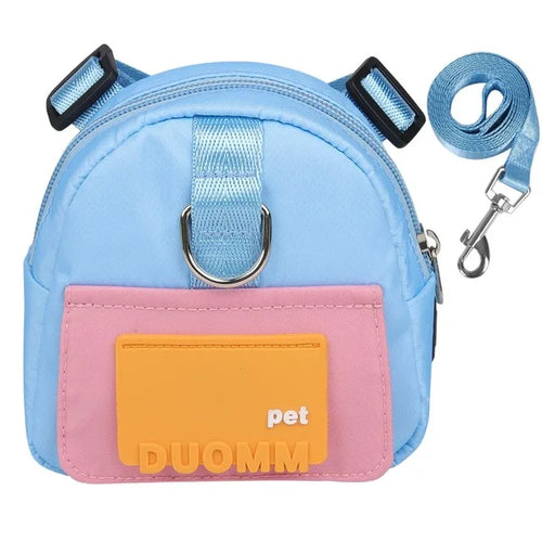 Pet Backpack With Harness Collar Outdoor Travel Portable Dog Training