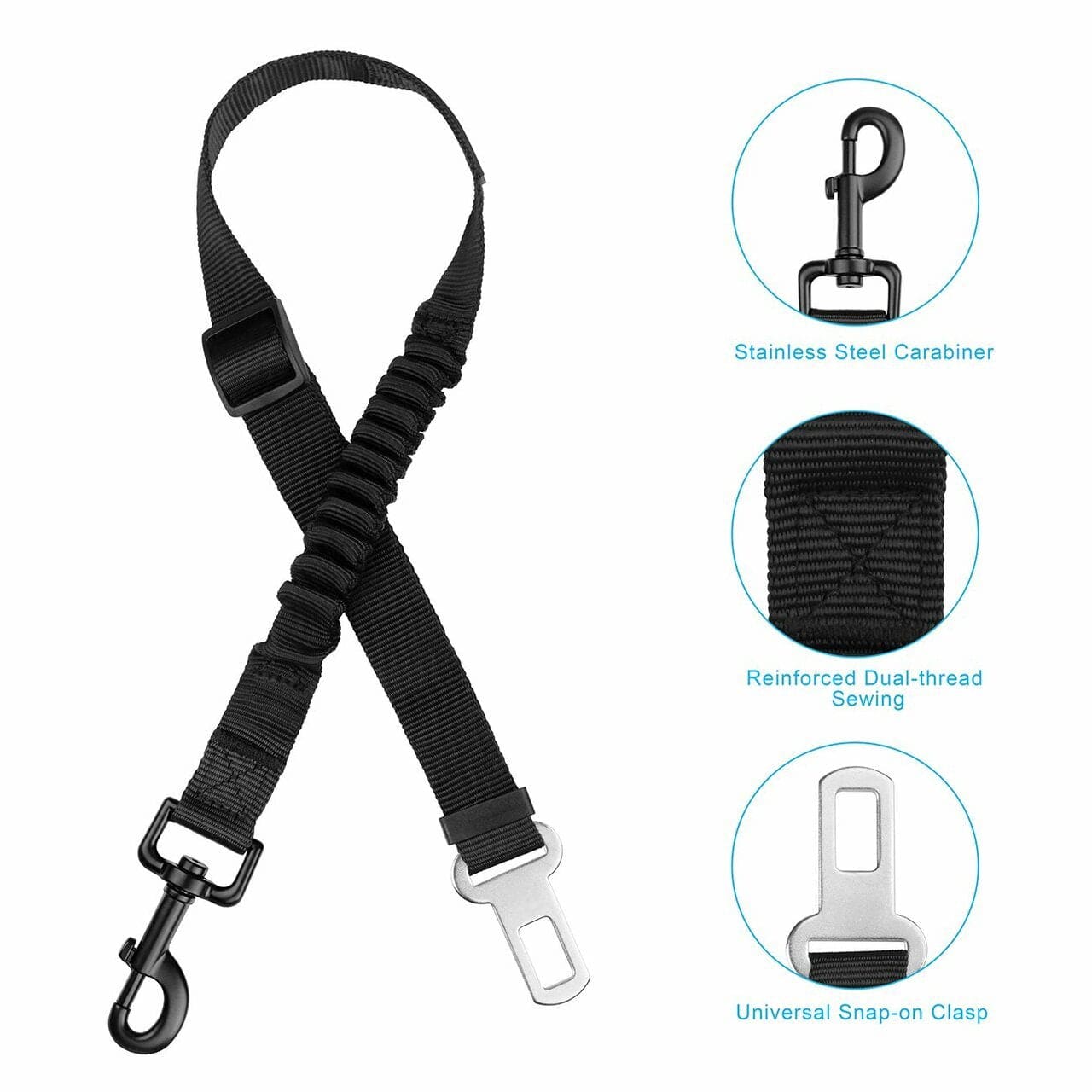 2 Pack Adjustable Dog Harness For Car Seatbelt Connector Restrain